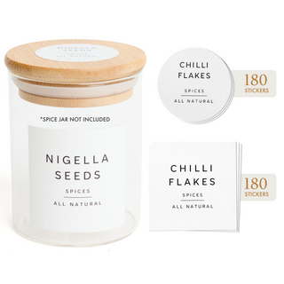 Minimalist Spice Jar Labels – White Square & Circle Set