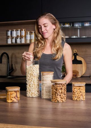 Bamboo Glass Storage Jars – Set of 5