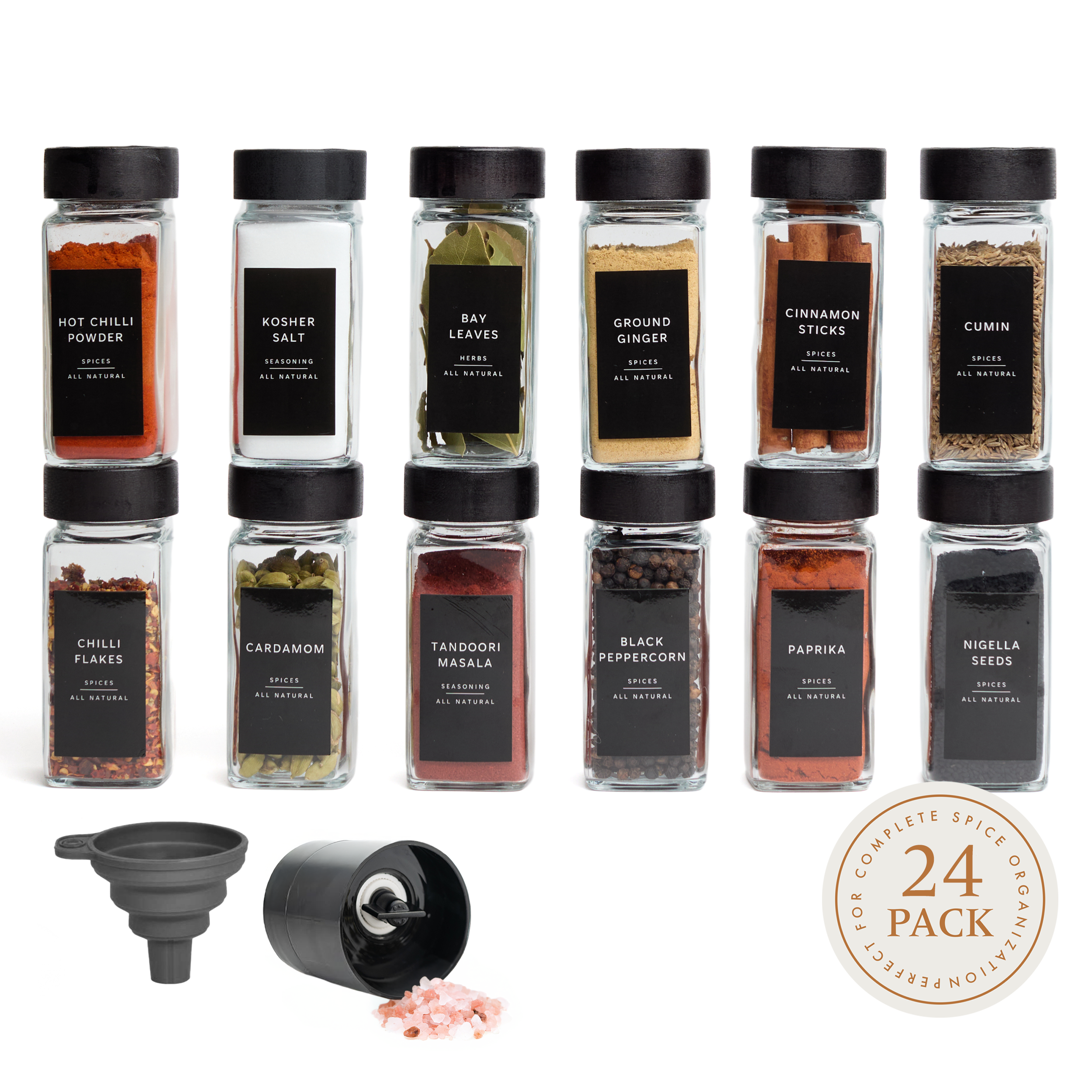 Black Bamboo Spice Jars with Black Labels – LIVABL